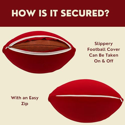 Slippery Football Cover | Football Training Equipment To Improve Grip & Prevent Fumbles | Quarterback Receiver and Running Back Training Accessories | Fits Standard Size 9 | Train for Rainy Game Days