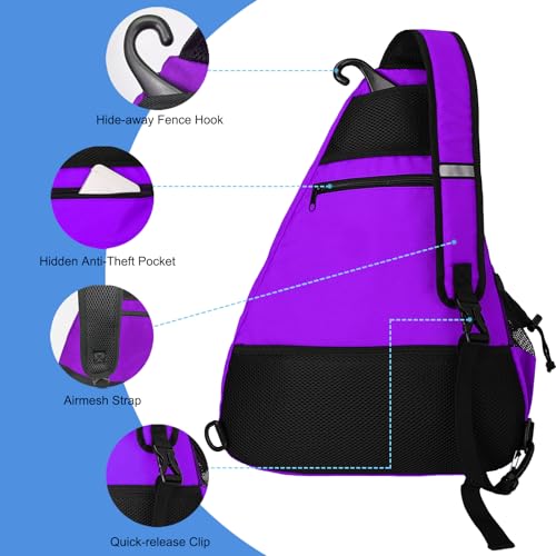 WOLT Pickleball Bag,Crossbody Sling Bags for Women Men,Pickleball Backpack with Fence Hook for Tennis, Racketball