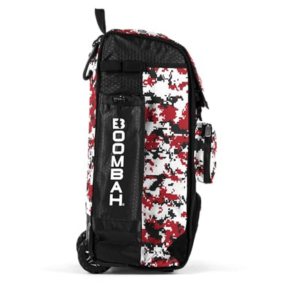 Boombah Rolling Catchers Superpack Baseball/Softball Gear Bag Digital Camo - 23-1/2" x 13-1/2" x 9-1/2" - Multiple Colors - Telescopic Handle and Holds 4 Bats - Wheeled Version - color: Black/Red