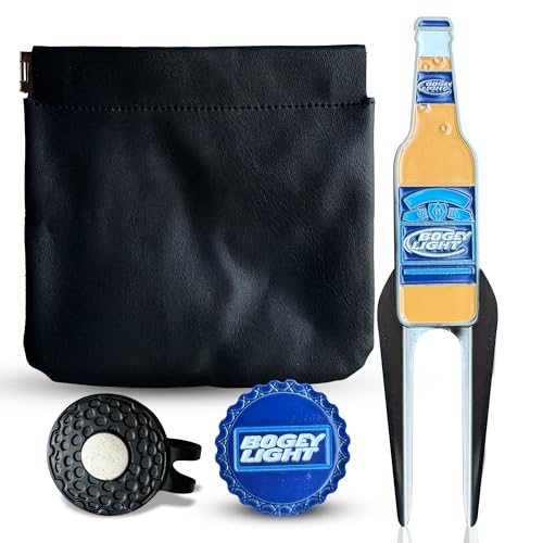 Golf Divot Tool Gift Set – Magnetic Divot Tool, Ball Marker, Hat Clip, & Case Made in USA from Durable Rust-Free Material for Easy Ball Marking, Repairing Divots, and Perfect Golf Gifts - color: Bogey Lite