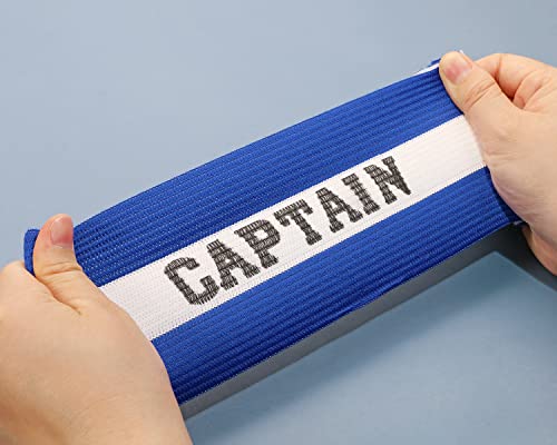ONLYKXY Captain Armbands 9x30CM/3.54x11.81inch Adjustable Leader Armband for Soccer Basketball Volleyball School Team Competition Coach Players Wrist Arm Bands - color: Blue+White