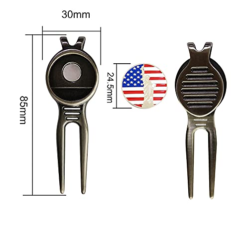 Myartte Golf Metal Divot Repair Tool with 24.5 mm Ball Marker - color: Silver 2