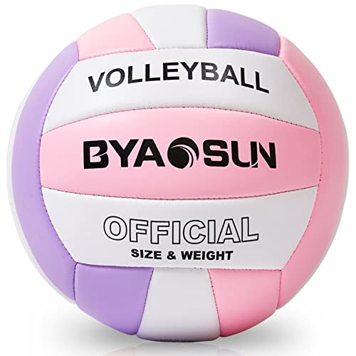 Soft Official Volleyball for Indoor Outdoor Beach, Size 5 Training Volleyball for Beginner Teenager Adult - color: PINK/Purple