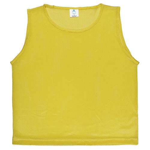 Athllete 12 pcs Duramesh Pinnies/Scrimmage Vest - Kids Youth and Adult Pinnies, Numbered Penny Jerseys for Soccer - color: Golden Yellow (Set of 12), size: Medium