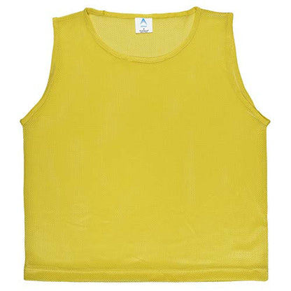 Athllete 12 pcs Duramesh Pinnies/Scrimmage Vest - Kids Youth and Adult Pinnies, Numbered Penny Jerseys for Soccer - color: Golden Yellow (Set of 12), size: Medium