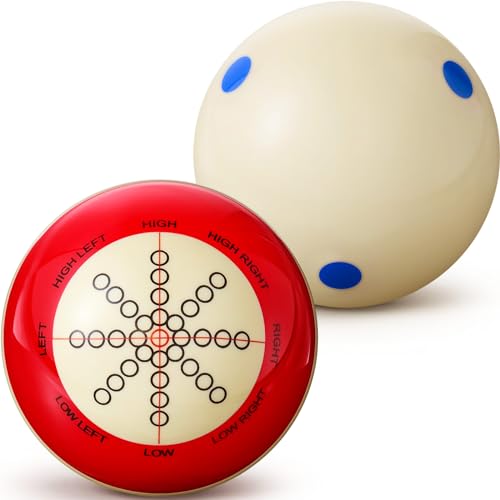 Gemscream 2 Pcs Billiards Cue Ball with Dots Practice Training Artifact Regulation Size 2-1/4" Training Pool Balls for Sports Billiard Table Accessories Games - color: Blue