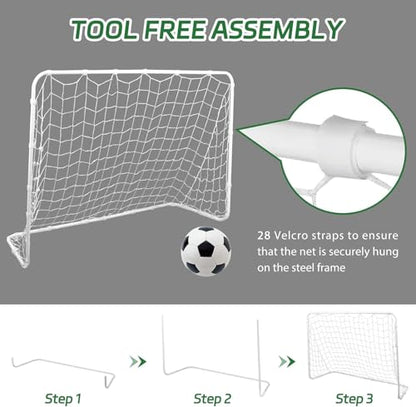 ZENY Portable Soccer Goal for Backyard,12x6 / 10x6.5 / 8x5 / 6x4 ft Kids Adults Soccer Net and Frame for Home Backyard Practice Training Goals, Soccer Training Equipment - style: 6 x 4FT - Metal