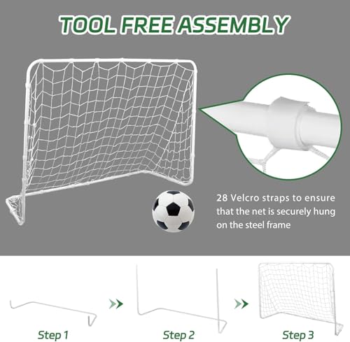 ZENY Portable Soccer Goal for Backyard,12x6 / 10x6.5 / 8x5 / 6x4 ft Kids Adults Soccer Net and Frame for Home Backyard Practice Training Goals, Soccer Training Equipment - style: 6 x 4FT - Metal - 2Pack