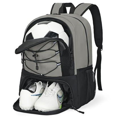 Goloni Soccer Bag, Basketball Bag with Ball Compartment & Shoe Compartment,Large Soccer Backpack for Basketball,Gym，Football - color: Grey