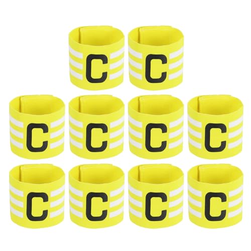MECCANIXITY Soccer Captain Armband, Nylon Captain Arm Band for Soccer Elastic Captain C Arm Band Sports Captain Armbands for Football Team Training Youth & Adult - color: Yellow