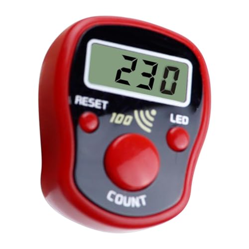 Counter Clicker,Electronic LED Digital Display Resettable,Hand Finger Counter - for Golf, Goods Counting, Running Laps, Knitting Rows, Participants, Game Scores, Coaching - color: Red
