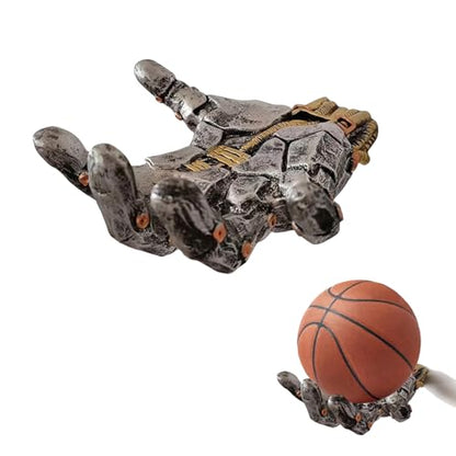 Mechanical Hand Wall-Mounted Ball Holder, Punk Style Resin Basketball & Soccer Display Rack, Space-Saving Industrial Art Shelf for Garage & Room Decor, Sports Ball Storage Stand