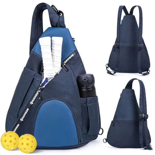 KAVIGOR Pickleball Bag, 7 Pockets & Upgraded Zippers, Lightweight Sling Bag with Detachable Strap & Water-Resistant Pocket