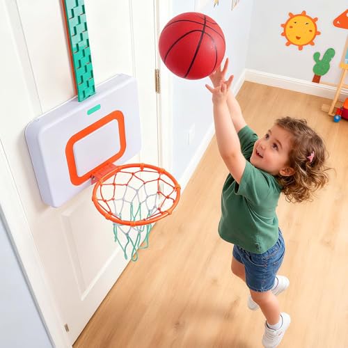 CYFIE Adjustable Basketball Hoop Toys Toddler, Indoor/Outdoor Hanging Basketball Hoop with Sturdy Backboard & 3 Balls, Basketball Toys for Adult Boy Girl Teens Kid 3 4 5 6 7 8 9 10+