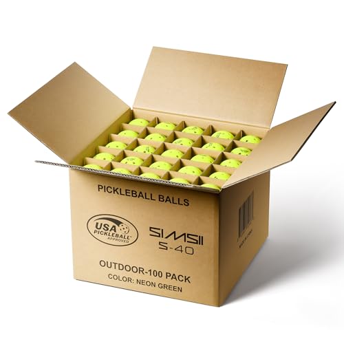 S-40 Outdoor Pickleball Balls - 40 Holes, Approved by The USAPA - Durable PE Material, Seamless Construction, Tournament Grade, 3/12/40/100 Pack - Pickleballs - color: Neon Green, size: 100 Count