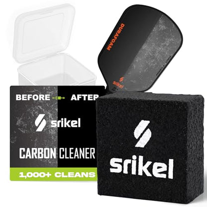 Pickleball – Paddle Cleaner Eraser with Carrying Storage Case, Premium Carbon Fiber Pickle Ball Racket Cleaner, Fast & Easy Rubber Eraser Removes Ball Residue, Dirt & Scratches - color: Black