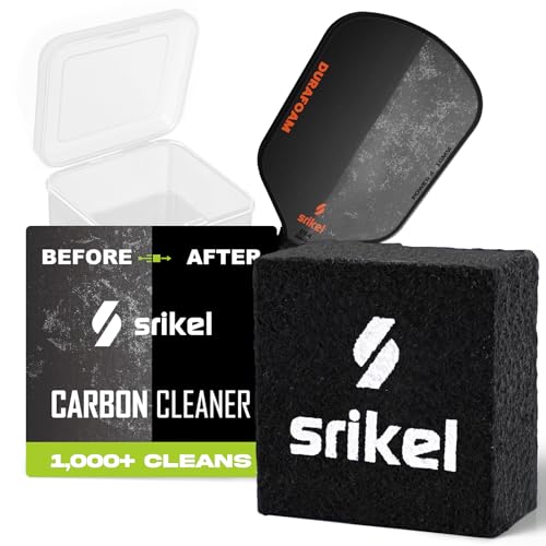 Pickleball – Paddle Cleaner Eraser with Carrying Storage Case, Premium Carbon Fiber Pickle Ball Racket Cleaner, Fast & Easy Rubber Eraser Removes Ball Residue, Dirt & Scratches - color: Black