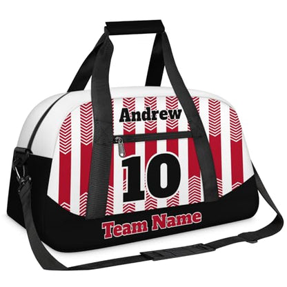 Basketball Soccer Gifts for Boys Girls - Custom Sports Duffle Bag, Personalized Name & Team Bag, Water-Resistant Gym Bag for Basketball, Soccer, Volleyball | Y-Red Black - color: Y-Red Black
