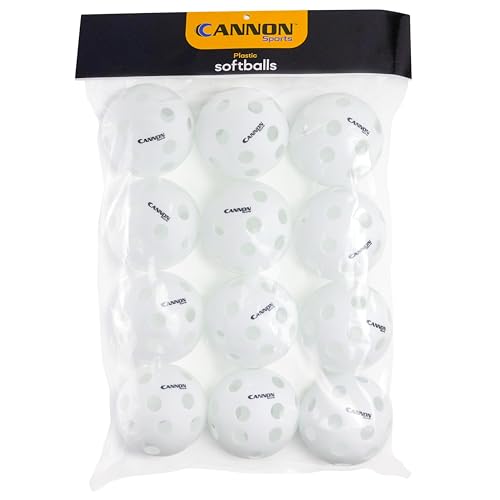 Cannon Sports 12-Inch Plastic Softballs – 12 Pack of Official Size Plastic Practice Softballs – Perfect for Hitting, Pitching, Batting, Recreational Play
