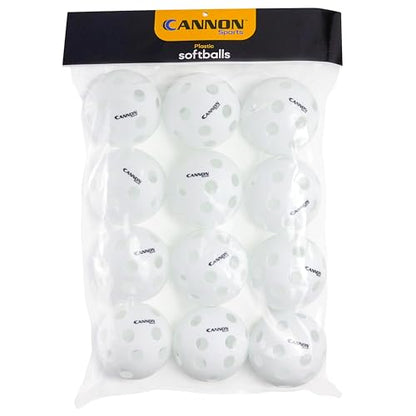 Cannon Sports 12-Inch Plastic Softballs – 12 Pack of Official Size Plastic Practice Softballs – Perfect for Hitting, Pitching, Batting, Recreational Play