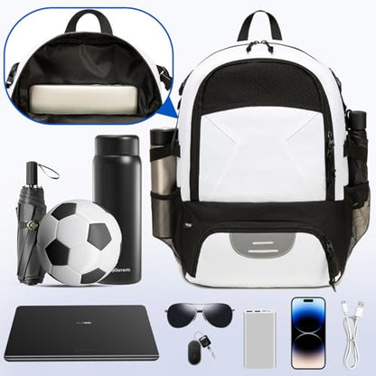 Basketball Bag Backpack, Large Capacity Sports Equipment Bags for Basketball, Soccer, and Volleyball. - color: white
