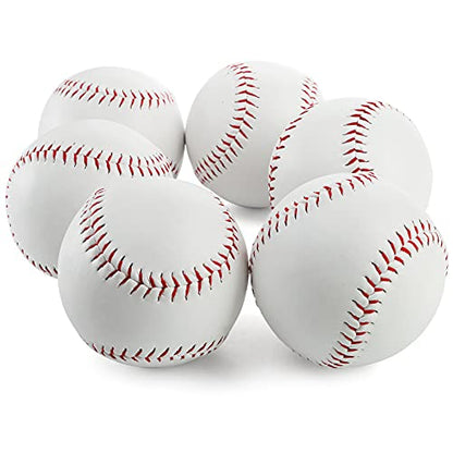 Tebery 6 Pack Sports Practice Softballs, 12-Inch Official Size and Weight Slowpitch Softball, Unmarked & Leather Covered Training Ball for Games, Practice and Training
