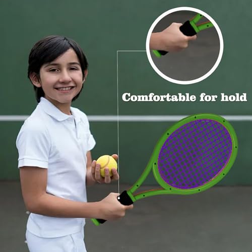 Kids Tennis Racket for Baby,Child and Kids Age 3~15,Toddler Tennis Racket Set Including 4 Shuttlecocks,2 Tennis Balls,2 Foam Balls and 1 Carrying Bag - color: Deep Orange-Green