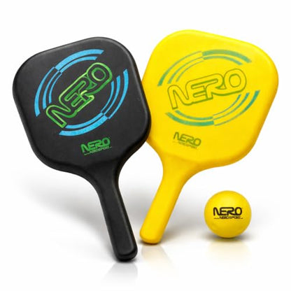 Nero Sport Silent Ninja Pickleball Set for Kids and Beginners, Quiet Foam Paddles and Ball for Indoor and Outdoor Play, Low-Noise Family Paddle Game, 2 Paddles + 1 Ball