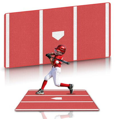 Baseball Hitting Mat, Batting Batting Mat for Hitting Batting Cage Softball Batter Stance Training Mat to Improve Batting Posture Baseball Mats Indoor/Outdoor - size: 9.8' x 3.8'