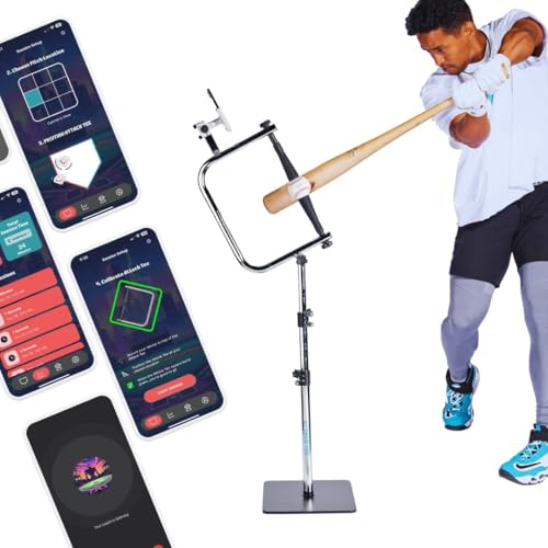 Attack Tee – Baseball & Softball Batting Swing Trainer | Adjustable Hitting Trainer 19-49" | iOS Swing Path Batting Tee