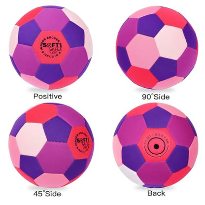 Soft Fabric Indoor Size 4 Soccer Ball, Safe and Soft Indoor Kids Youth Practice Size 4 Soccer, Lightweight House Training for Dribbling & Juggling at Home(Deflated)