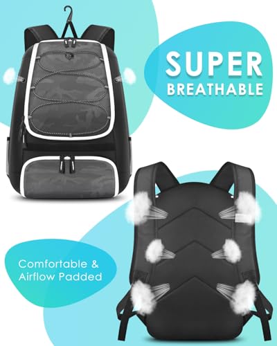 BROTOU Baseball Bag, Softball Bag for Baseballgear & T-Ball Bat, Baseball Backpack with Shoes Compartment for Men/Women