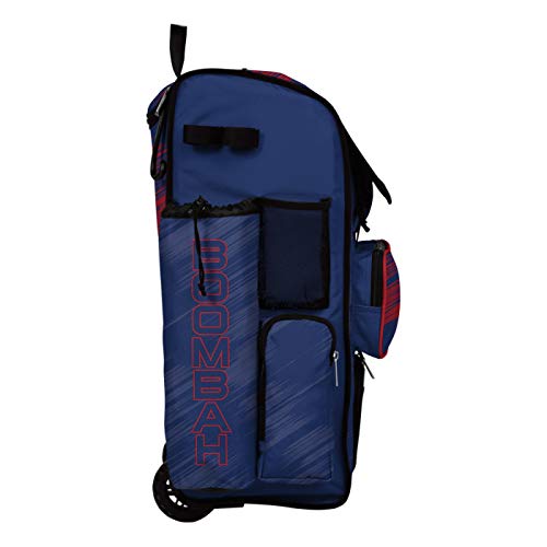 Boombah Rolling Superpack Scratch Baseball/Softball Gear Bag - 23-1/2" x 13-1/2" x 9-1/2" - Multiple Colors - Telescopic Handle and Holds 4 Bats - Wheeled Version - color: Royal Blue/Red