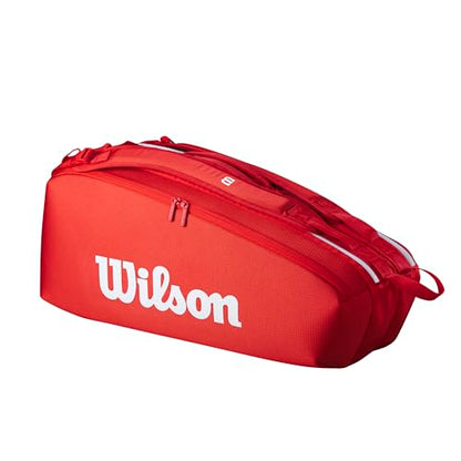 WILSON 2025 Super Tour Red Tennis Racket Bags - size: Racket Bag - Holds up to 6 Rackets