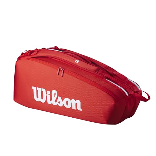 WILSON 2025 Super Tour Red Tennis Racket Bags - size: Racket Bag - Holds up to 6 Rackets