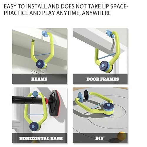 Door Plunking Game, Adjustable Hanging Ping Pong Trainer Set with Racket & Balls