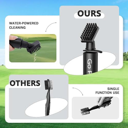 Go Pal Golf Club Cleaner: Golf Club Brush with 4oz Portable Water Bottle and Towel, Nylon Bristles, Retractor for Easy Cleaning - Multiple Golf Club Groove Cleaner Accessories for Men Women