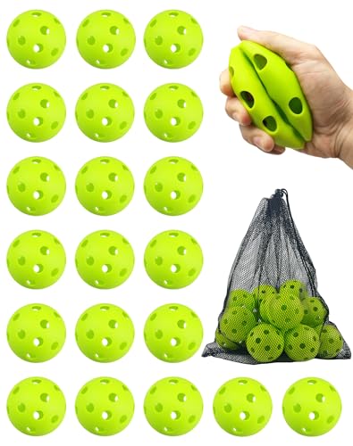 Tarutaru 20 Pack Plastic Practice Balls for Baseball & Softball - Soft Ball for Baseballs Hitting, Pitching, Batting Training, Lightweight Hollow Limited Flight Indoor & Outdoor Sport Diameter 2.83in - color: Fluorescent Green