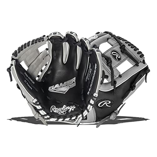 Rawlings Gamer XLE Speed Shell Series Baseball Infield | Catcher | Utility Glove | Mitt | Travel | Youth | 11.5” | 12.25” | 32.5” | Black | Grey | Right | Left - size: 11.50"