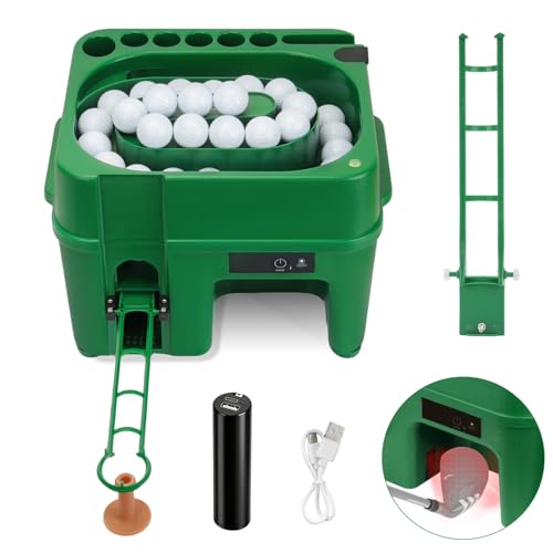 Infrared Automatic Golf Ball Dispenser, Fully Automatic Golf Tee Machine with 5000MAH Battery & Phone Mount, for Driving Range, Indoor Simulators & Outdoor Practice
