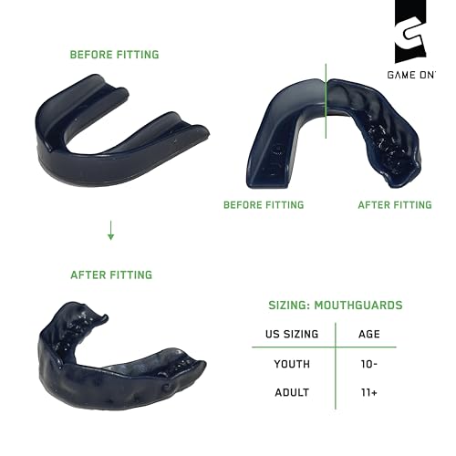 Game On Mouthguards - Only ADA Accepted Strapless Sports Mouth Guard for Football, Basketball, Lacrosse, Hockey - Superior Protection, Comfortable Fit (Braces Mouthguard)