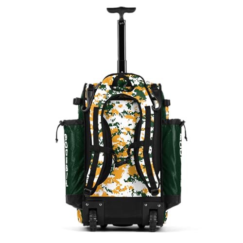 Boombah Catchers Superpack Hybrid Rolling Digital Camo Bat Bag - Multiple Colors - Wheeled & Backpack Version - color: Dark Green/Gold