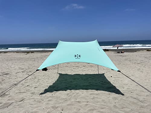 Neso Portable Beach Tent Sun Shelter with Sand Anchor - Lightweight Beach Shade Canopy - Easy Setup for Family Outings - Patented Reinforced Corners - UPF 50+ Sun Protection - 7 x 7ft - Seafoam - color: Seafoam