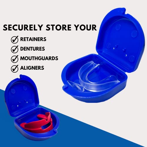 2 Pack of Retainer Cases (Available in Various Color Options); for Retainers, Dentures, Mouth Guards, and other Accessories. With Vent Holes and Write-on I.D. Area, Secure Snap Closure (Clear)