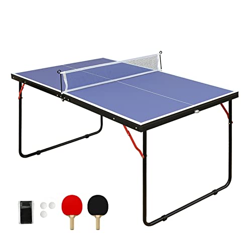 4.5FT/8FT/9FT Mid-Size Table Tennis Table Ping-Pong Table Set Foldable & Portable Table Indoor Outdoor for Family Game - color: Blue, size: 4.5FT