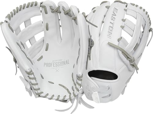 Easton | Professional Collection Fastpitch Softball Glove | Sizes 11.5" - 13" | Multiple Styles - color: White / Grey | Pro H Web, size: 13" | Outfield