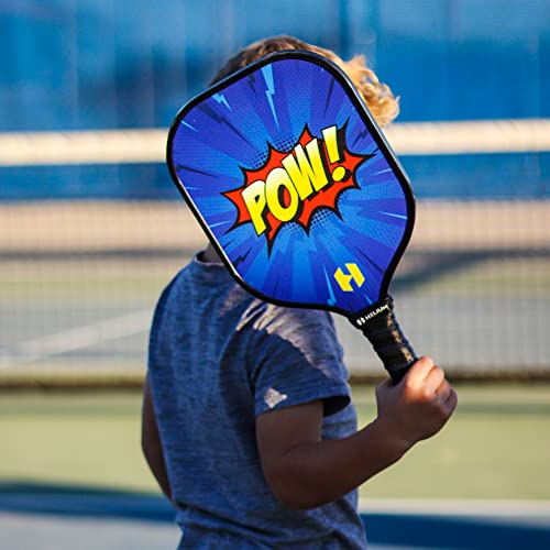 Helium Pickleball Paddle for Kids – Child Size Paddle for Children 12 and Under, Lightweight Honeycomb Core, Graphite Strike Face, Pickleball Paddle & Drawstring Bag - POW! - style: 1 Paddle Set