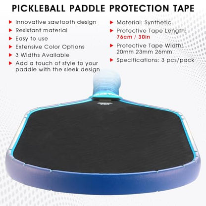 PICKLETECH Pickleball Paddle Protection Tape - Paddle Head Edge Guard - Racket Edge Protection Tape -Fit Perfectly Curved Edge -No Wrinkling - color: Gradient Blue Gray, size: Width 20mm
