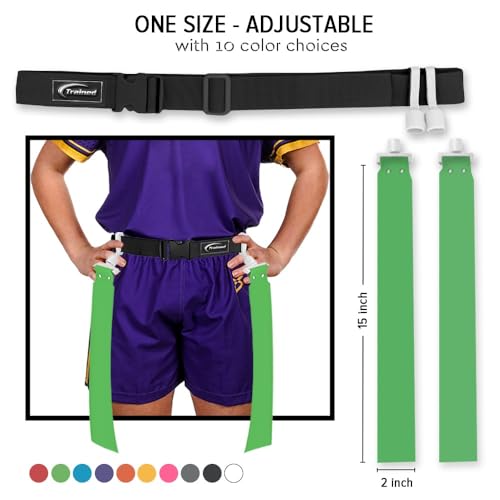 Trained Man Flag Football Belts, Adjustable Flag Football Set for Sports Teams, Training & Competition - color: Green 10 Man Pop Flag Football Set, style: 10 Man Flag Football Sets
