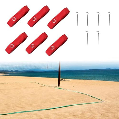 6pcs Beach Volleyball Lines Equipment Portable Red Lines Marking Court Marker for Sand Training Beach Outdoor Sports
